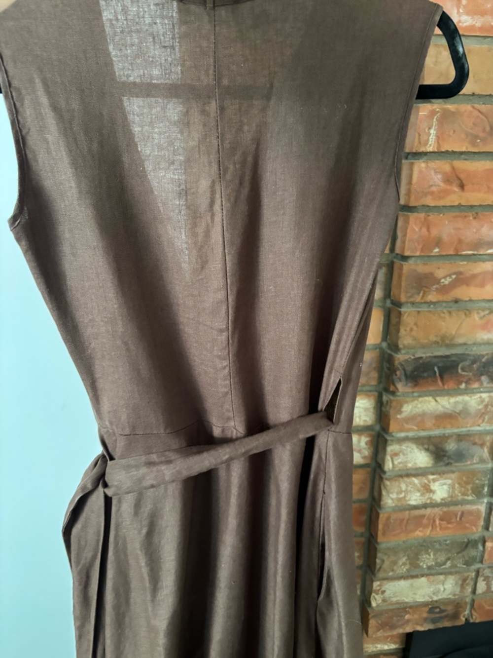 Linenfairytales : Linen Wrap Maxi Dress in Chocolate Brown Small - Picture 9 of 10